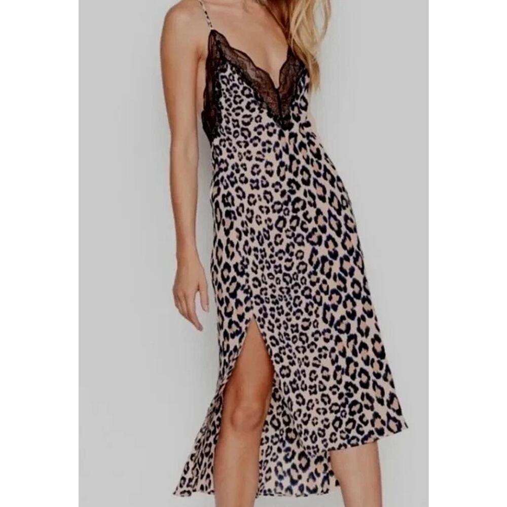 Victoria's Secrets Cheetah Leopard Print Slip Dress Large Indie Romantic Grunge